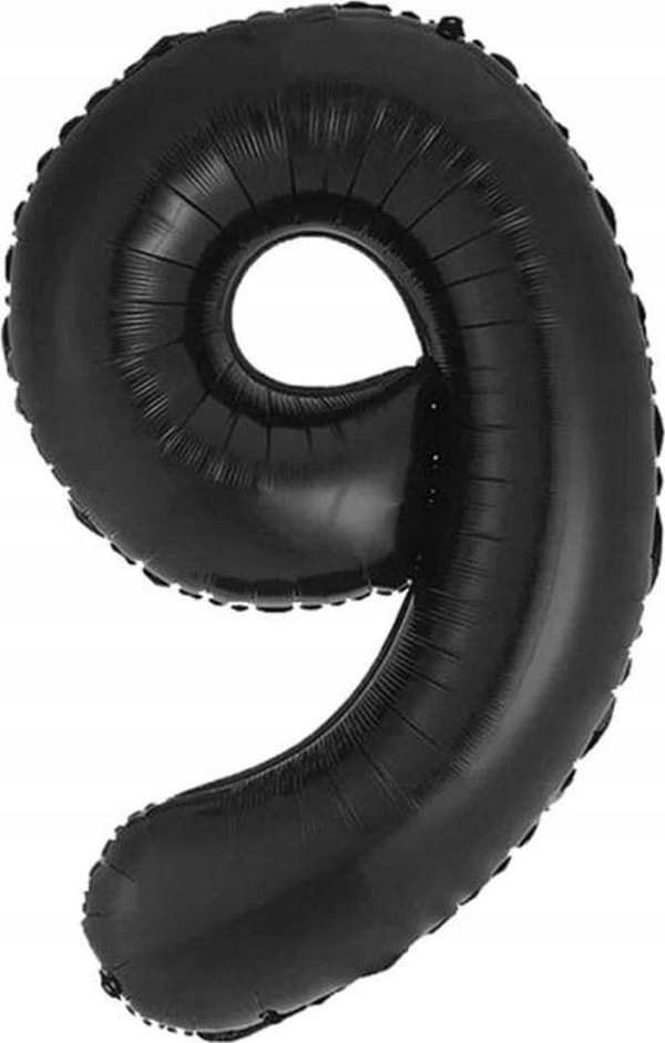 Folieballong B&C nummer 9 matt svart 85 cm