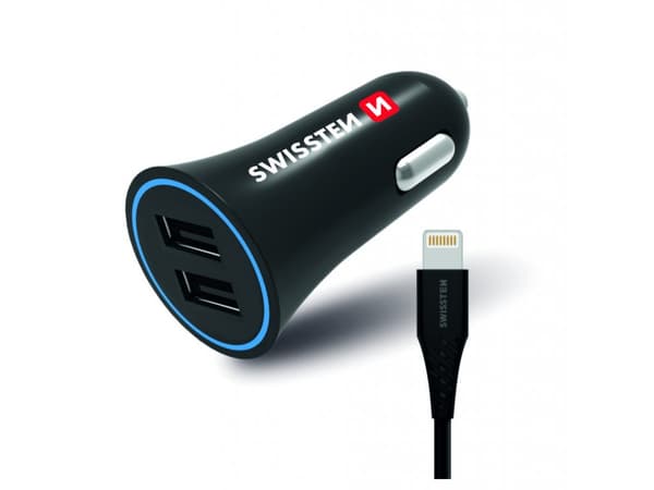 Swissten 2.4A 2x USB-A + lightning-kabel