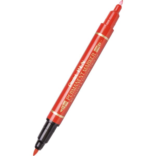Pentel Foliopis dobbeltsidet N75W cd/dvd 2,5-3MM/ 0.6/1,2MM rød
