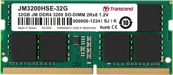Transcend JeTram 32GB [1x32GB 3200Mhz DDR4 CL19 SODIMM]