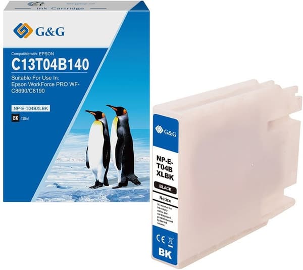 G&G kompatibel blækpatron med C13T04B140, NP-E-T04BXLBK-A, sort, 5800s
