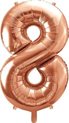 Party Deco Folieballon Nummer \"8\", 86cm, rosa guld universal