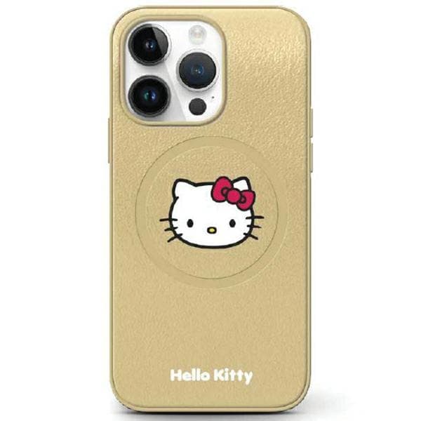 Hello Kitty HKHMP14LPGHCKD iPhone 14 Pro 6.1\" guld/guld hardcase Læder Kitty Hoved MagSafe