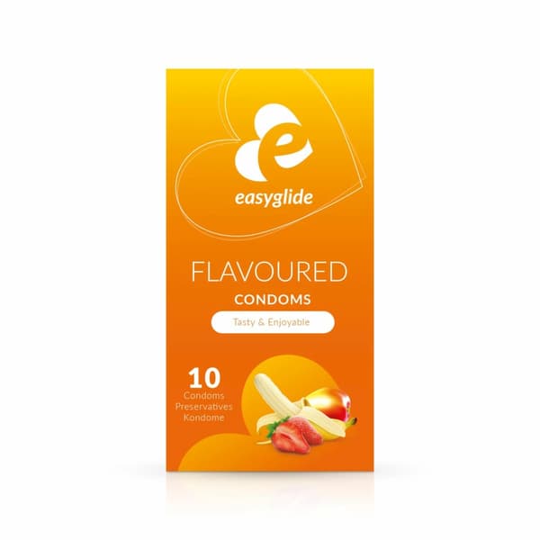 EasyGlide Smaksatta Anatomiska Kondomer 10-pack - Fruktarom, Bekväm Passform