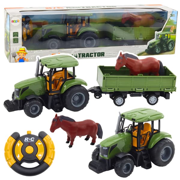 RC Fjärrstyrd Traktor Med Släp Och Hästset