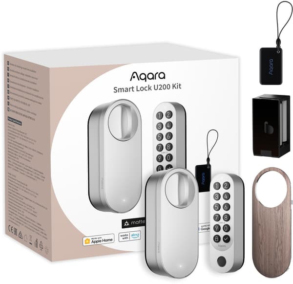 Aqara Smart Lock U200 Kit Silver | Smart dörrlås | HomeKit, Thread, Bluetooth 5.1, NFC