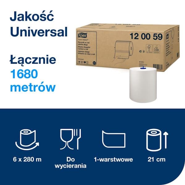 Tork Tork Matic - Rullhandduk, Cellulosa, Vit - 280 m
