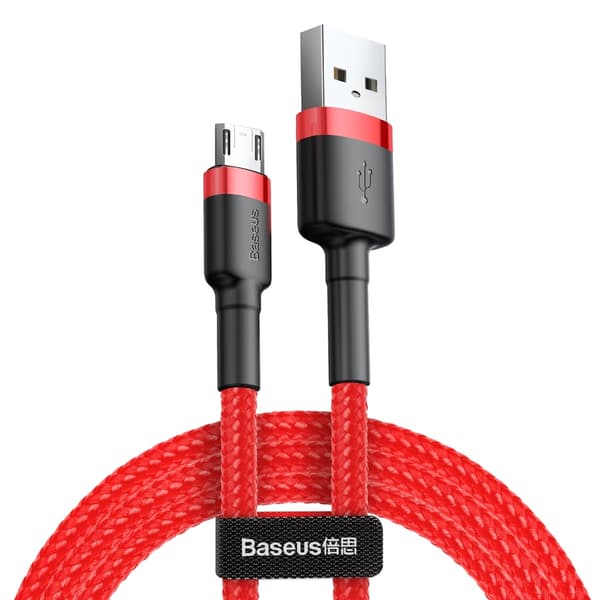 Baseus Micro USB Cafule -kaapeli 2.4A 1m Punainen + Punainen (CAMKLF-B09)