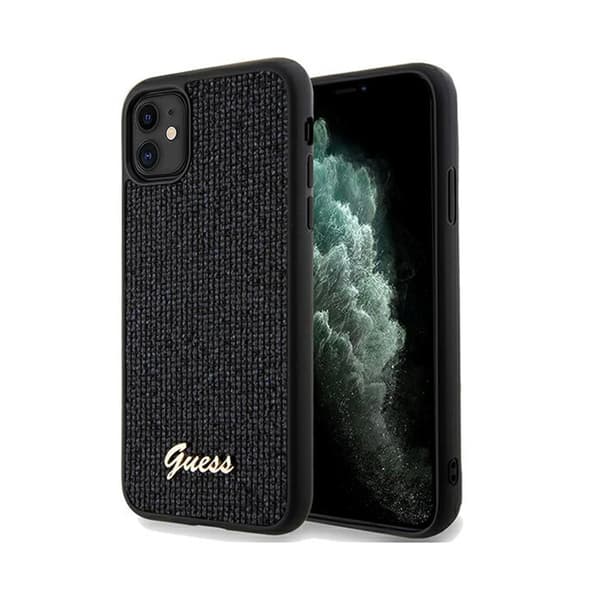 GUESS GUHCN61PMSDGSK IPHONE 11 / XR 6.1 \"MUSTA / MUSTA KOVAKOTELO DISCO METAL SCRIPT