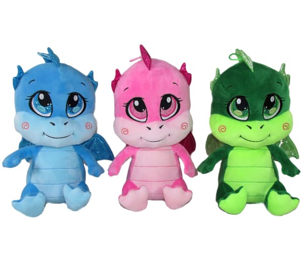 Maskot Dino 28cm 3 farver 164223