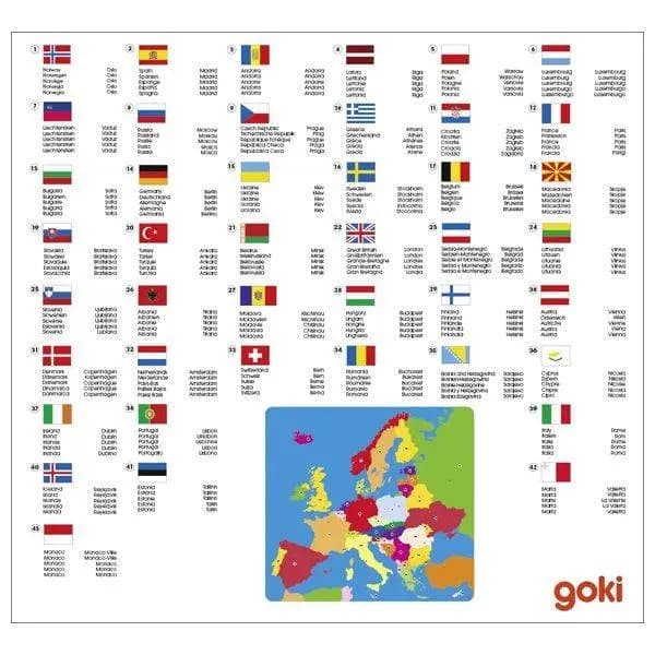 Kort over Europa, træpuslespil, Goki®