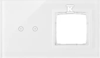 Simon Touch Ramme Touchpanel S54 Touch, 2 Moduler, 2 Horisontale Touchfelter + 1 Hul S54 Perlehvid DSTR220/70