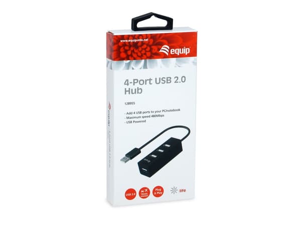 Equip 128955 interface hub USB 2.0 480 Mbit/s Sort