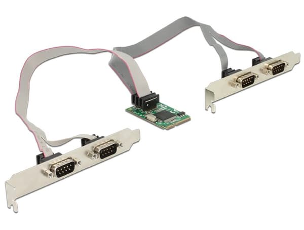 Delock-sovitin Mini PCIe -kortti > 4 x sarja RS-232+++