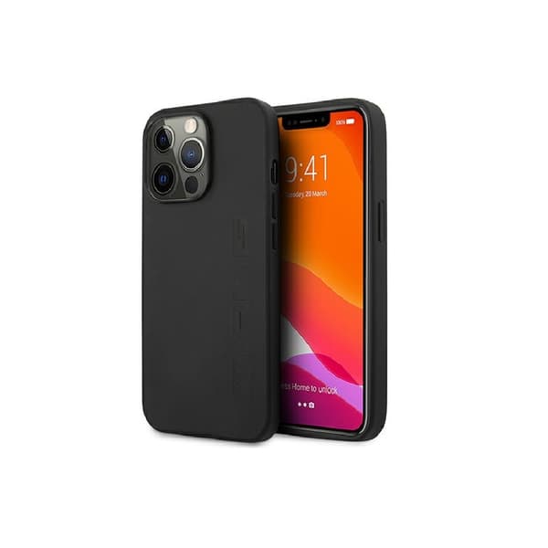 AMG AMHCP13LDOLBK iPhone 13 Pro/13 6.1\" sort/sort hardcase Læder Hot Stamped