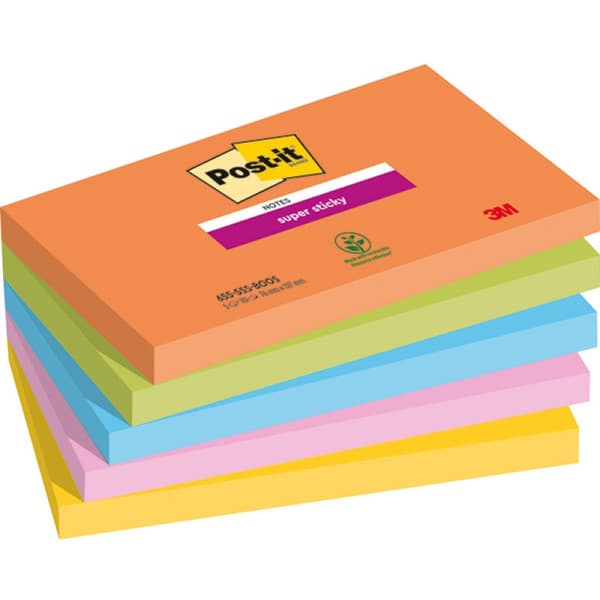 Post-It 3M Sticky Notes Post-it® Super Sticky, BOOST, 76x127mm, 5x90 kort.
