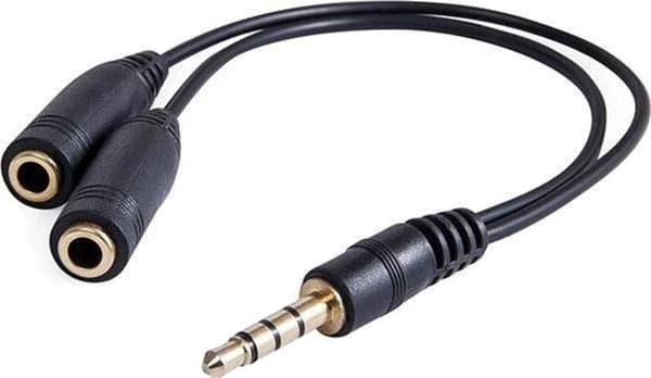 Lydreducer, Jack, Jack (3,5 mm) M (4-polet) -Jack (3,5 mm) 2x F, 0,2, Stereo, Sort