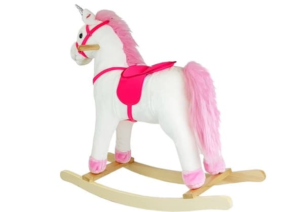 Gyngehest Unirosette hvid 74cm 2252 Lean Toys