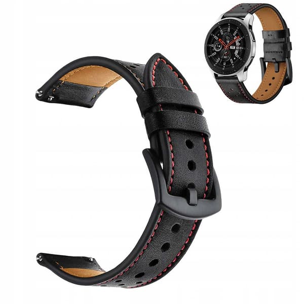 Strado Läderrem för Amazfit BIP/GTS/GTR 42mm (Svart) universal
