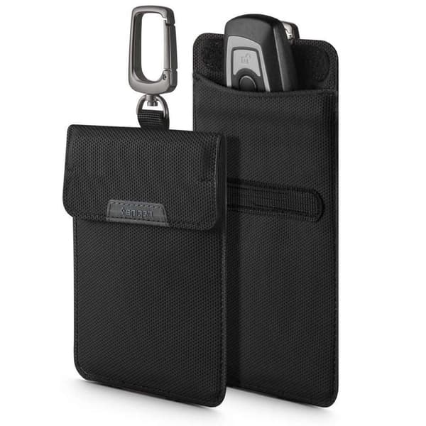 Faradayn häkki SPIGEN Pussi Avaimeton RFID-signaalin esto musta