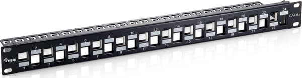Equip patchpanel 24x Cat6A 19\" FTP 1HE keystonefäste svart