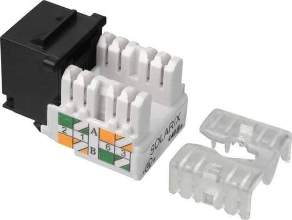 Solariz CAT5E UTP RJ45 crimp keystone sort, dæksel 90°