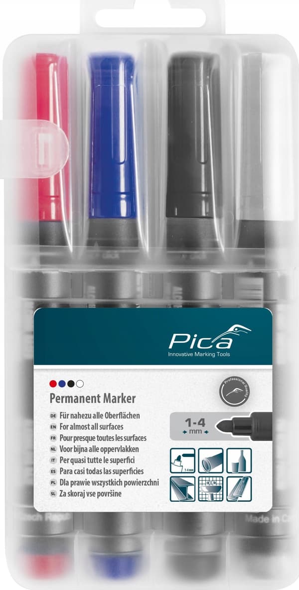 Pica permanent Marker 1-4mm assorteret med Instant-White