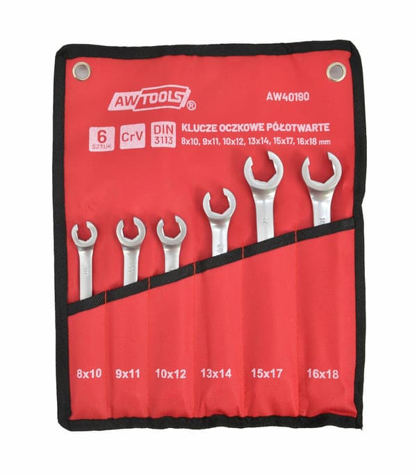 AWTOOLS HALVÖPPEN PLATT NYCKELSATS KPL.6st