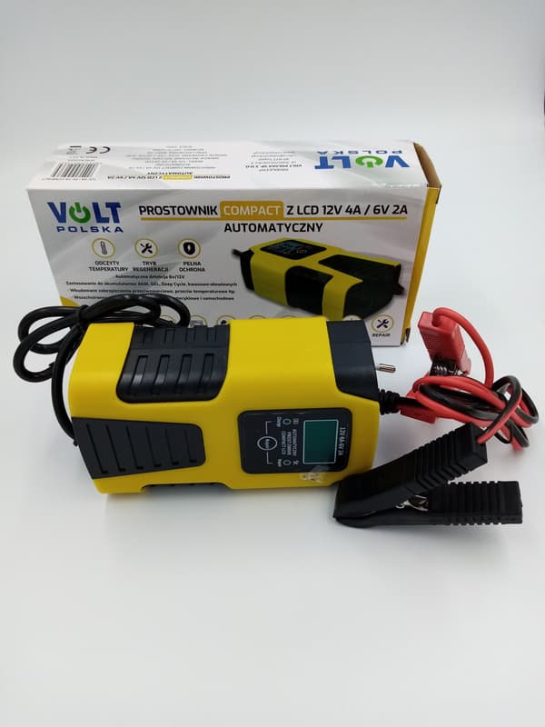 Yleiskäyttöinen automaattinen tasasuuntaaja Compact 6V 2A/12V 4A LCD VOLT -akuille