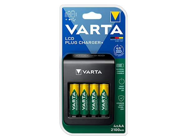 Varta LCD Pug Oplader+ inkl. 4 batterier 2100 mAh AA