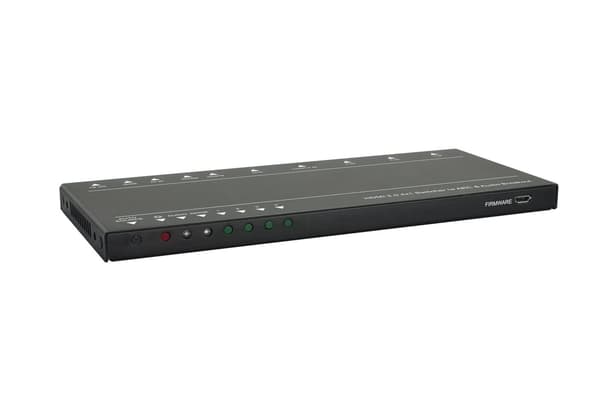 Vivolink HDMI-switch 4x1 4K@60Hz med RS232-kontroll, ARC och analog ljudde-embedderfunktion.
