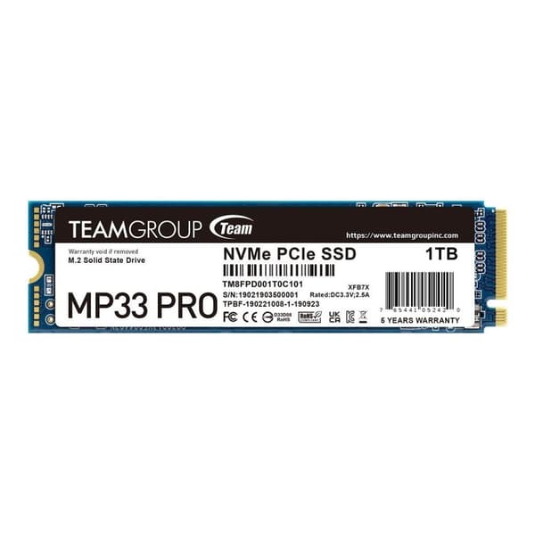TEAM GROUP MP33 Pro 1TB PCIe Gen3 x4 NVMe M.2 SSD 2100/1700Mbps