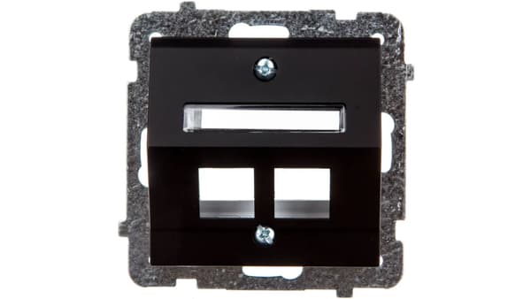 Ospel Computerstikdåse dobbelt Sonata skrå sort metallic (GPK-2RS/P/33)