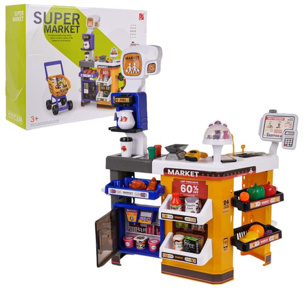 MEGA Supermarket med kundvagn + tillbehör