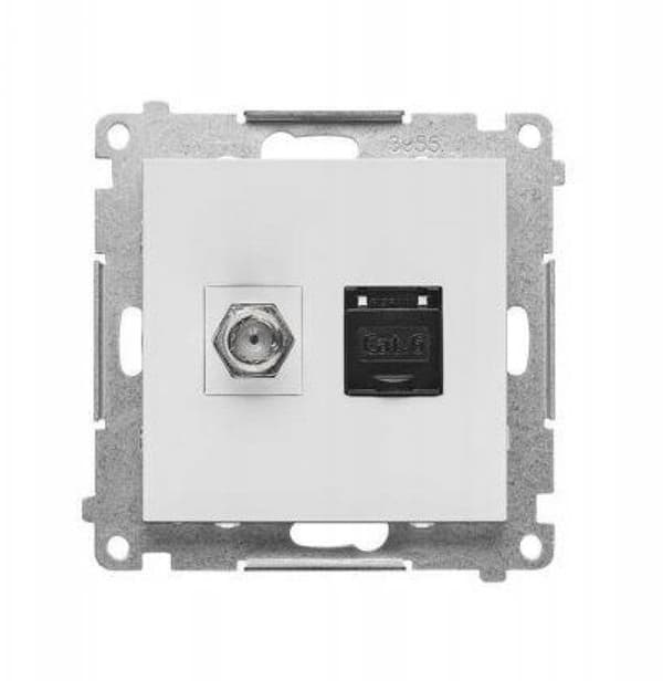 Simon 55 Type F+RJ45 Cat.6 Antennestik (Modul) Lysegrå Mat TASFRJ45.01/114
