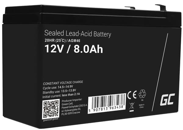 GREEN CELL AGM46 GEELI AKKU 12V 8AH