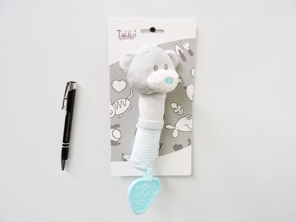 Legetøj med lyd bamse grå 17cm