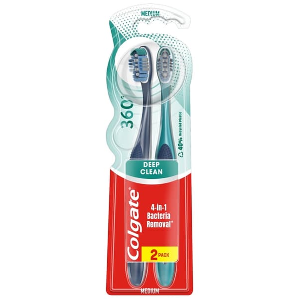 COLGATE Tandbørste 360 Deep Clean 1+1 gratis - medium 1 stk.-2 stk.