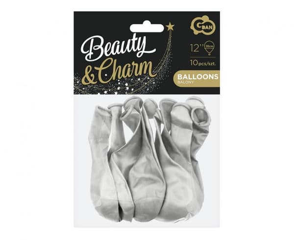 Kauneusilmapallot & Charm Metallic Silver 12\"/10kpl GoDan