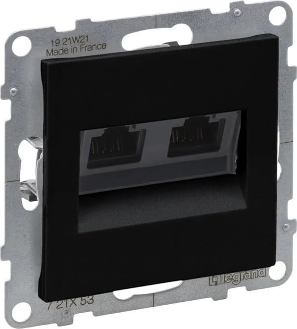 Legrand SUNO Computerstik dobbelt RJ45 kat 6 UTP sort 721453