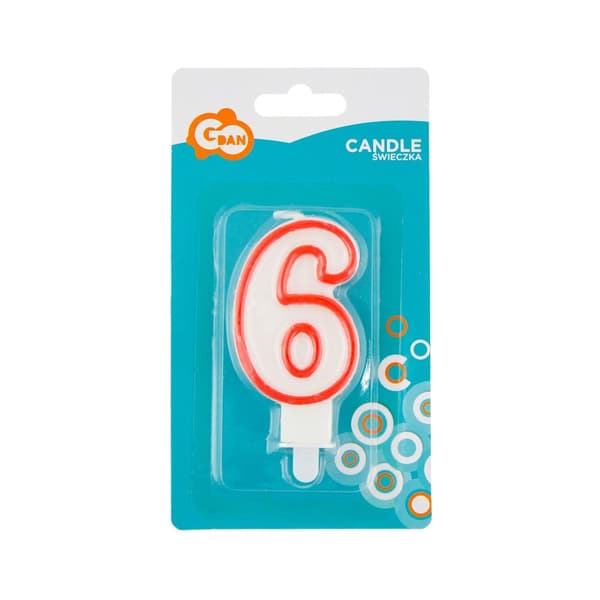 Kakun numero ”6”, punainen ääriviiva 7 cm