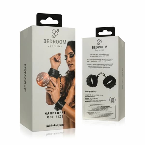 SINNER GEAR Justerbare håndjern i kunstlæder Sort 18-28cm