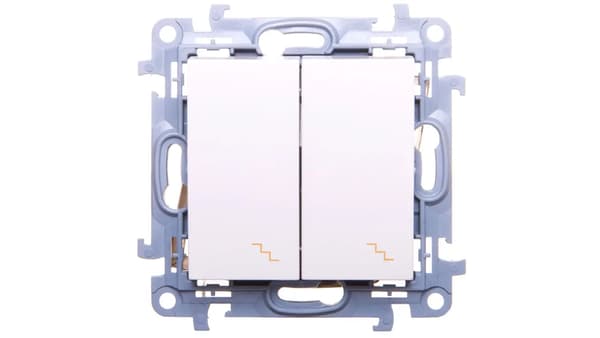 Simon 10 Dobbelt trappeafbryder med LED-baggrundsbelysning 10AX hvid CW6/2L.01/11
