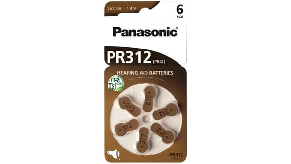 Panasonic PR 312 Zink Air 6 stk. Høreapparatceller