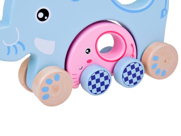 Træ ELEFANT til at trække 2 i 1 familie 2 stk ZA5377