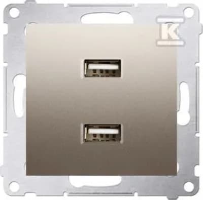 Kontakt-Simon Simon 54 Batterioplader 2xUSB 2.1A 5V/DC Mat Guld (DC2USB.01/44)