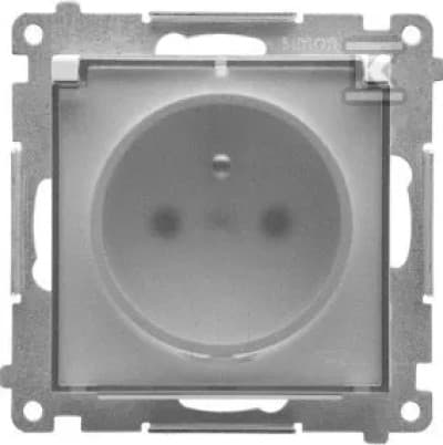 Simon 55 Stikkontakt til IP44 version uden pakning (modul), quick release. Transparent klap Lysegrå mat TGZ1BCUZ.01/114A