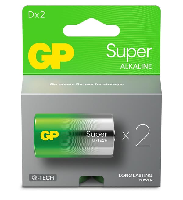 1x2 GP Super Alkaline 1,5V D Mono LR20 Rel.    03013AETA-B2