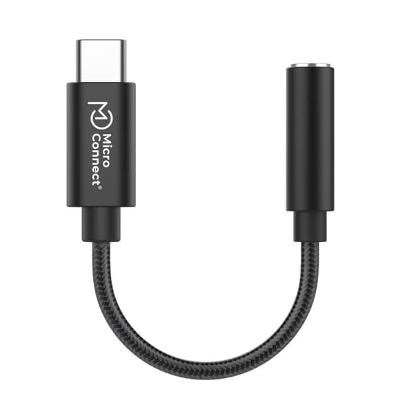 MicroConnect Premium USB-C til minijack-adapter, sort 13 cm USB-C til minijack-adapter, sort 13 cm