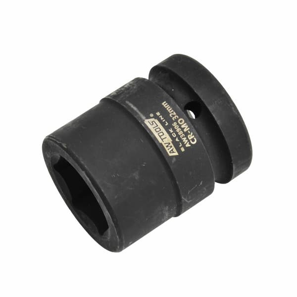 AWTOOLS SEKSTANTET SLAGNØGLEHÆTTE 1\" KORT 36mm SORT LINJE